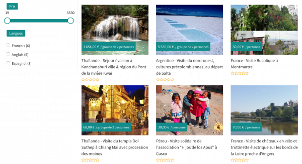 Exemple de recherche avec filtres marketplace
